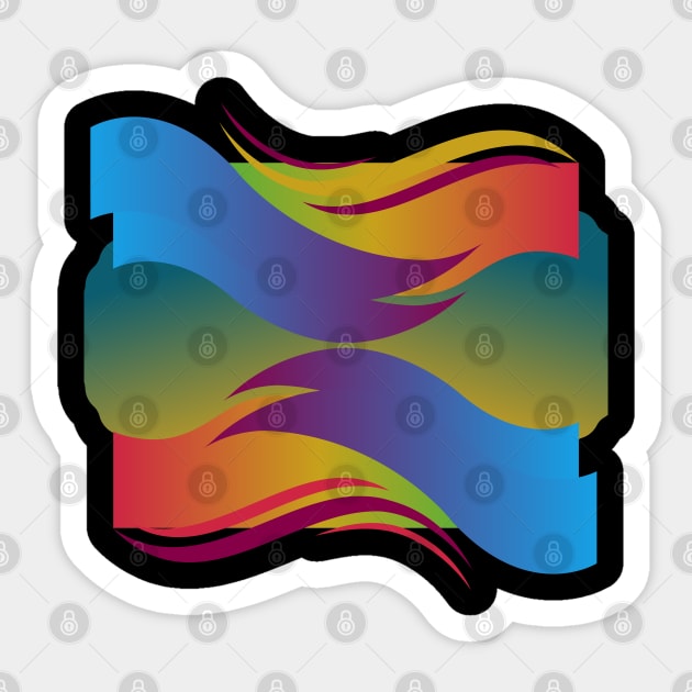 Harmonious Hues: A Mesmerizing Dance of Colorful Wavy Ribbons Sticker by AlmostMaybeNever